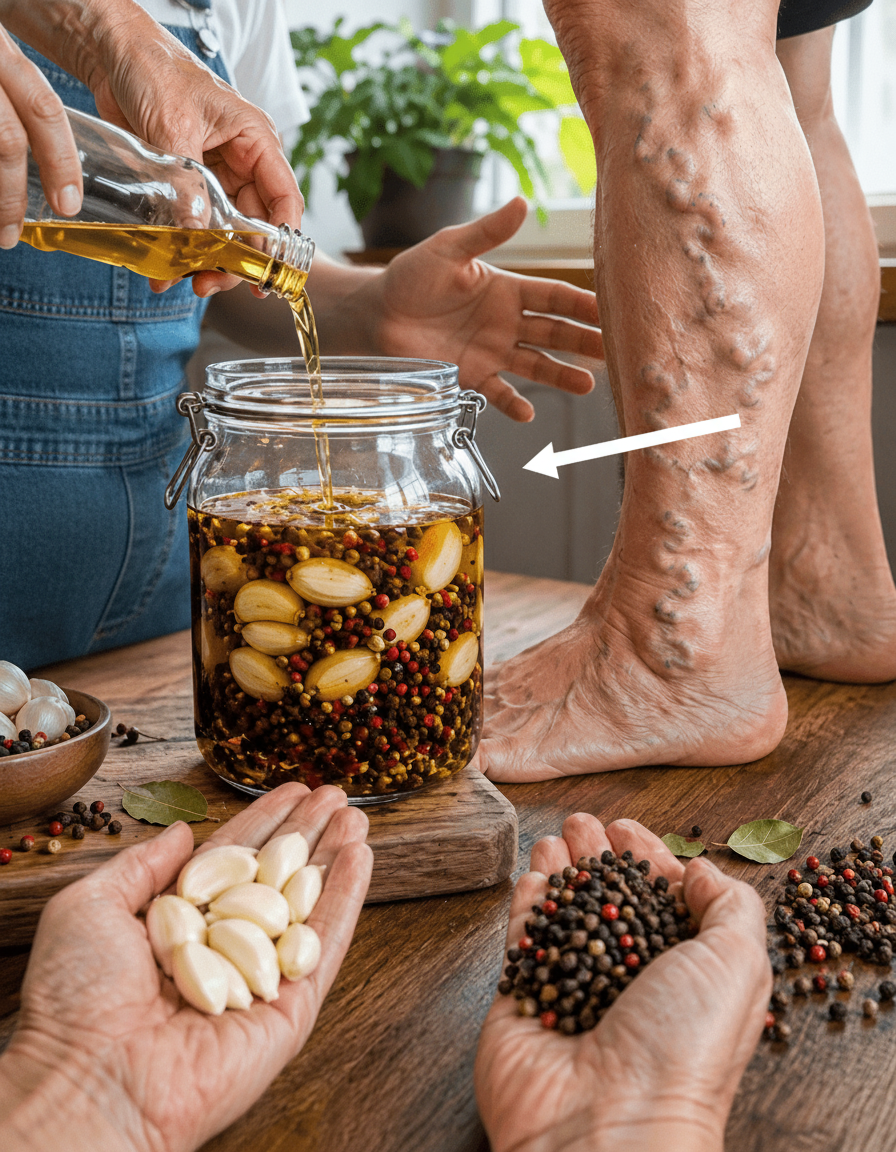 Leg Pain & Varicose Veins Got You Down? This Garlic & Peppercorn Oil Hack Is Your Secret Weapon!